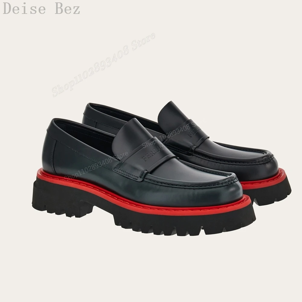 

Black Thick Soled Men Dress Shoes Mules Slip on Round Toe Leather Flat High Quality Men Shoes 2023 Fashion Zapatillas Mujers