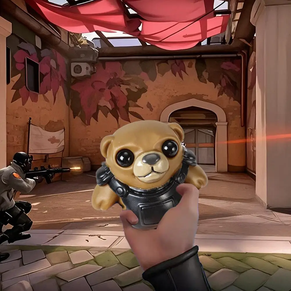 3D 발로란트 전술 곰 스퀴즈 장난감 플렉스 디컴프레션 릴랙스 장난감 게임 모델 액션 피규어 인형 친구 선물용