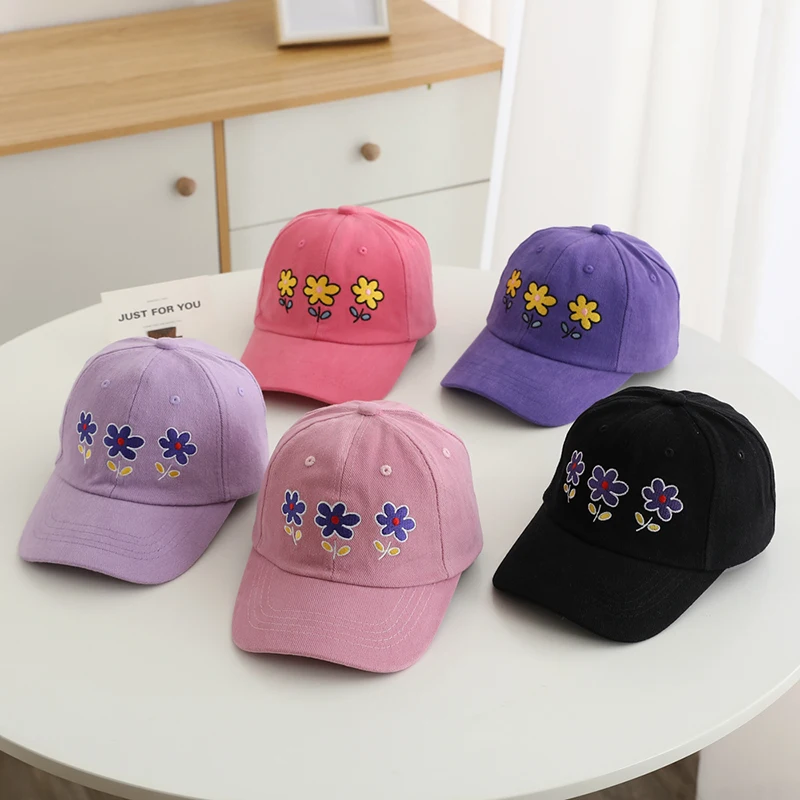 Baby Girls Baseball Summer School Cartoon Flowers Children Outdoor Kids Caps for 2-8Years Adjustable Sports Hats Cotton