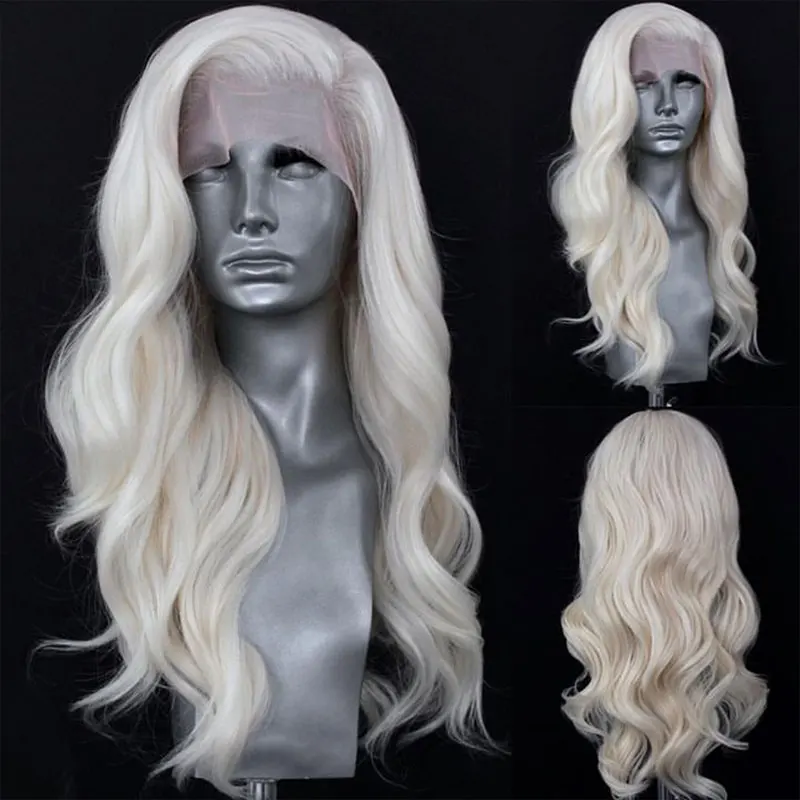 

Bombshell Glueless Lace Wig White Loose Wave Synthetic Hair 13X4 Lace Front Wigs High Quality Heat Resistant Fiber For Women Wig