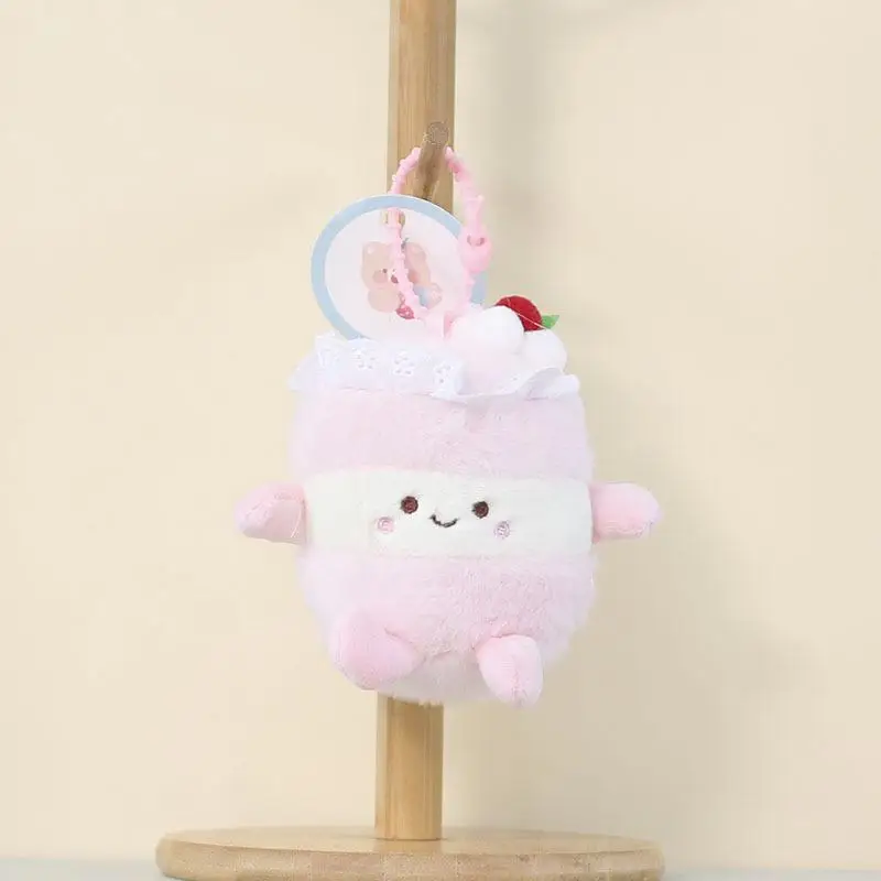 Cute Birthday Cake Plush Pendant Keychain - Creative Cartoon Stuffed Doll Toys Funny Backpack Decoration Perfect Birthday Gifts