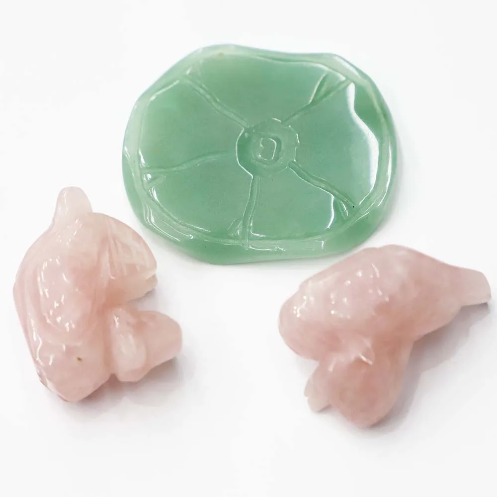 New Natural Stone Carved Mandarin Duck Animal Ornaments Rose Quartz Aventurine Crystal Crafts Handmade Figurine Home Decoration