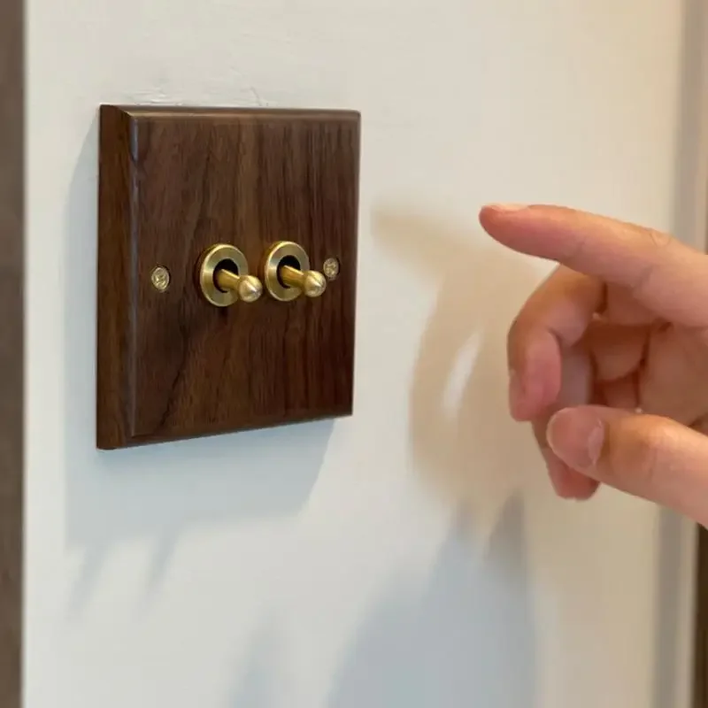 Retro uk Wall Light Switch 2gang2way Soquete de Madeira Maciça Carregamento Rápido Home Velocidade Dimming Panel Antique Villa Alta Potência Usb c 13a