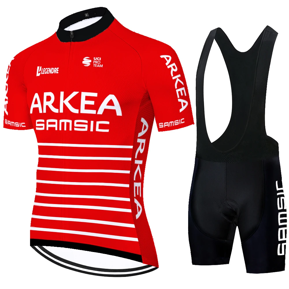 ARKEA 사이클링 저지 반바지 세트, MTB 유니폼, 속건성 자전거 의류, 2024 팀, 12D 턱받이