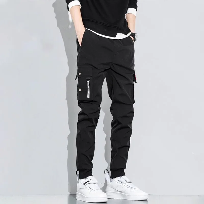 Men's overalls Korean version of the trend of loose casual pants long pants handsome tie-in athletic pants