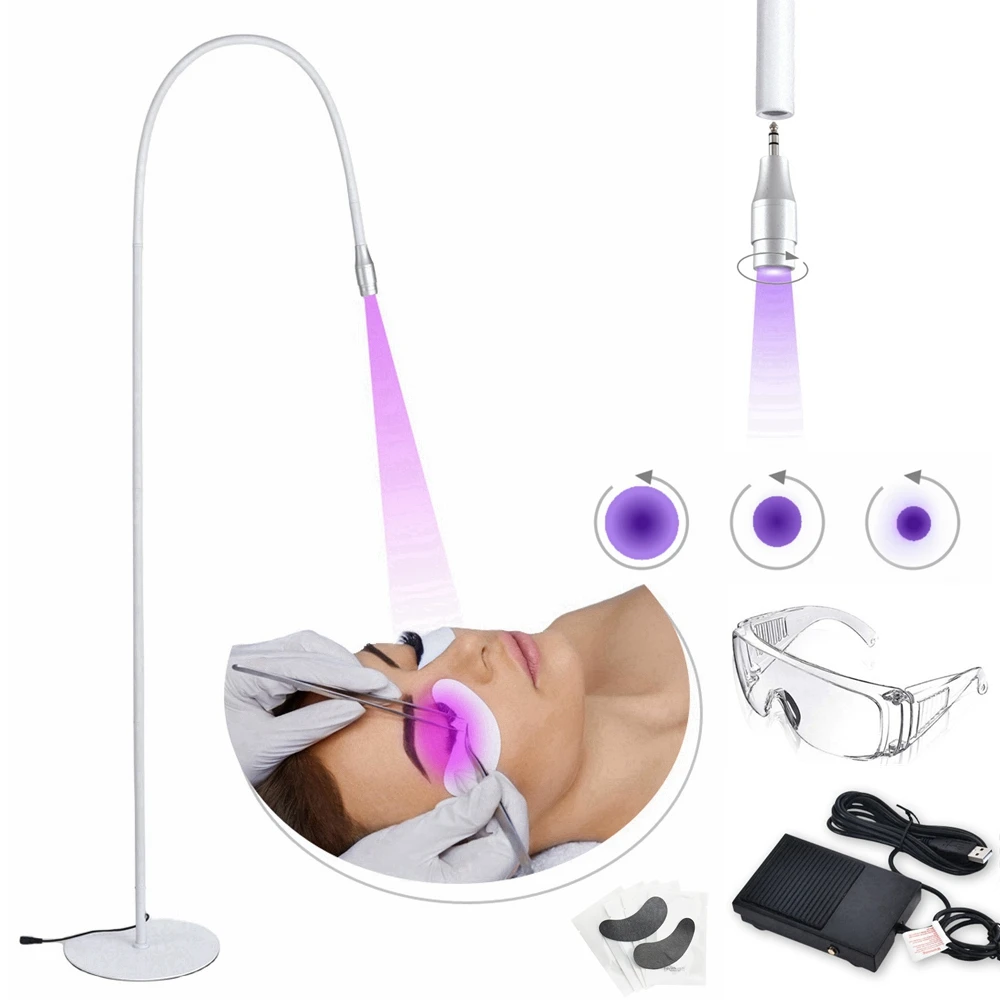 10W Lash UV Curing Lamp Floor with Foot Switch False Eyelash Extension Nail Dryer Grafting Glue Fast Curing Light