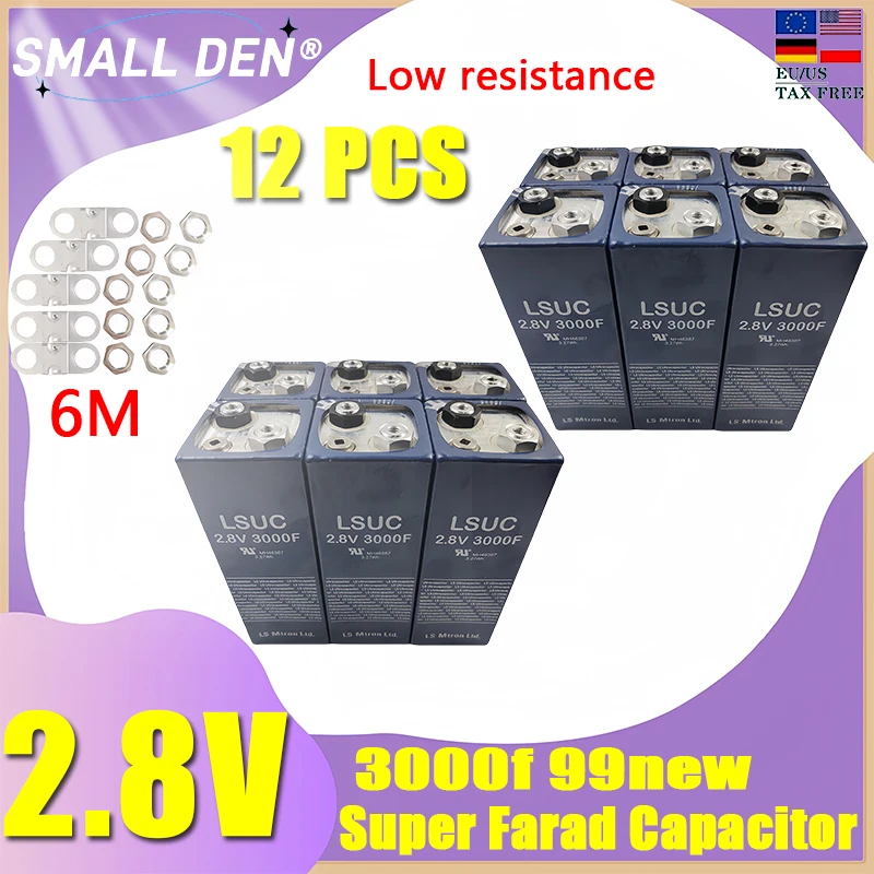 

12 PCS 3000f 2.8V 99new Super Farad Battery Pack Capacitor DIY 12V 24V 48V Car Audio LS Super Capacitor EU/USA Duty Free
