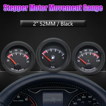 Alternative view of 52MM Gauge 12V Water Temp Oil Temp Gauge Oil Press Fuel Volts Gauge Air Fuel Ratio Boost Exhaust Temp Meter Black Face Gauge