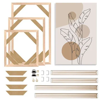 Dimensioni personalizzate Cornice su tela fai-da-te Cornici in legno Foto in legno Pittura a olio Tela Cornici per pittura con diamanti Cornice da parete in legno su tela