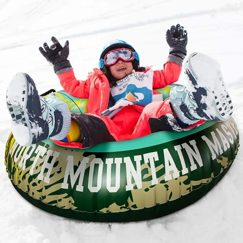47inch Ski Tube Ski Sled Inflatable Outdoor Recreation Tube Wear Resistant Skull Pattern Winter Snow Sled for Outdoor