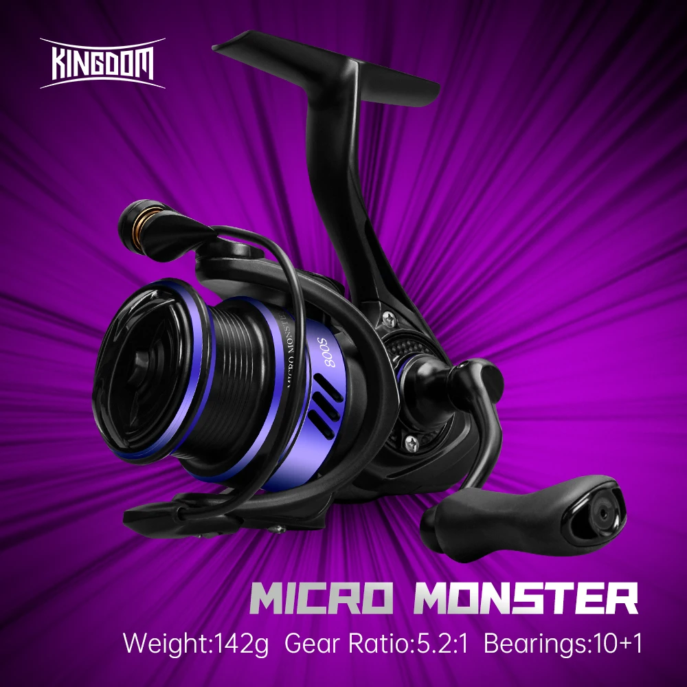 Kingdom Micro Monster 142g Ultralight Metal Frame Spinning Fishing Reels  5.2:1 Gear Ratio 800S 10+1BB Carbon Fiber Max Drag 3kg - AliExpress