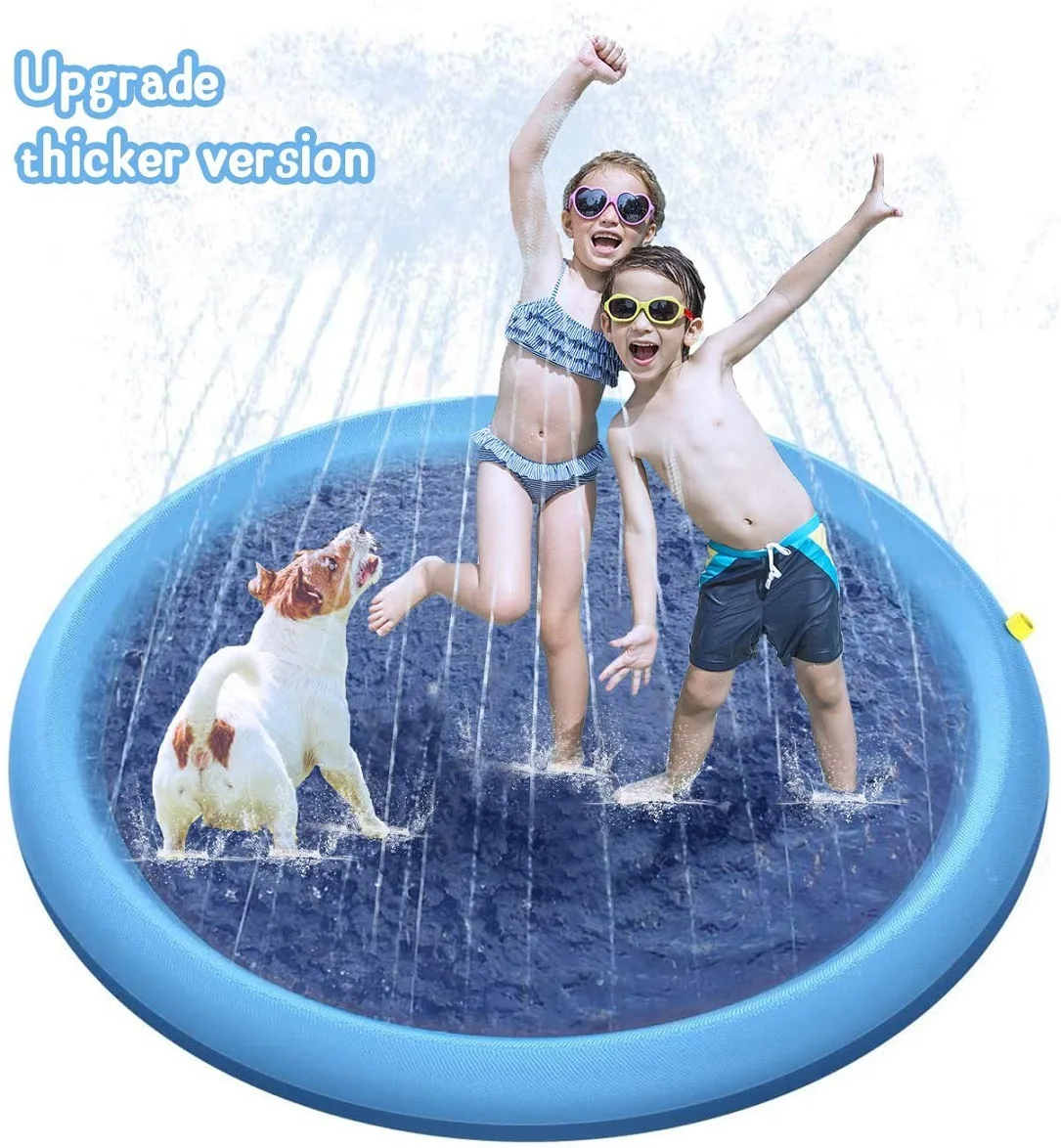 

Non-Slip Splash Pad for Kids and Dog, Thicken Sprinkler Pool Summer Outdoor Water Toys - Fun Backyard Fountain Play Mat for Baby