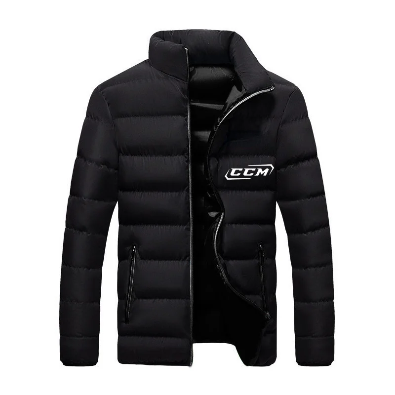 Ccm Abrigo De Algodon Con Cuello Levantado Para Hombre, Abrigo Grueso Y Caudido De Color Sólido, Estilo Calzejero A La Moda, Xs-4