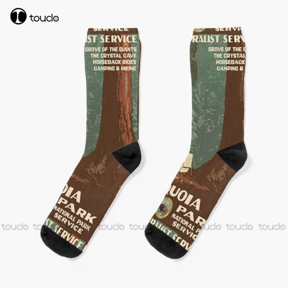 

Vintage Sequoia Poster - National Park Socks Long Socks For Women Christmas Gift Unisex Adult Teen Youth Socks Custom Women Men