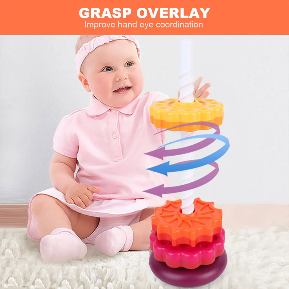Gears Stacking Rings Toy Eco-Friendly Brain Development Toys Smooth Spining Tower Building Blocks Safe for Kids Holiday Toys