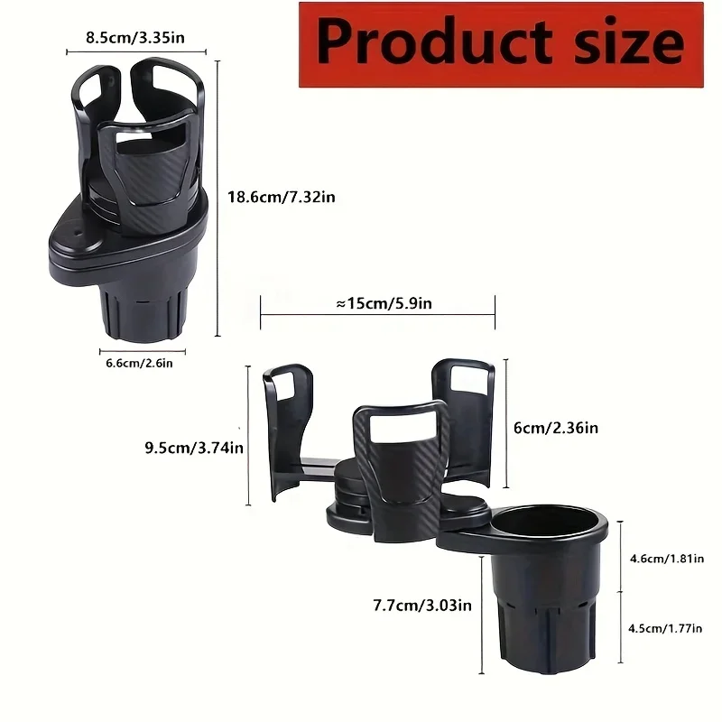 2 in 1 Car Cup Holder Expander 360&deg; Rotating Adjustable Base Drink Holder Anti-Shake Stable Car accessories