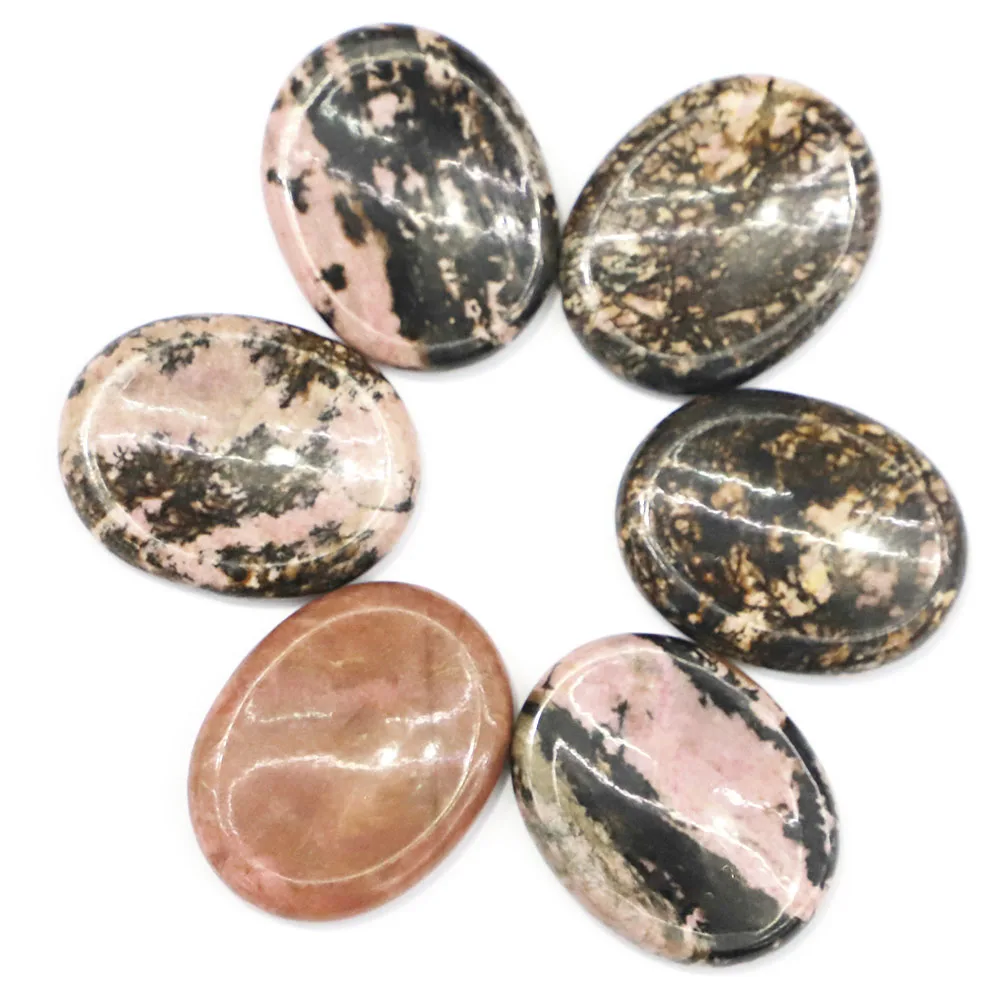 

6pcs/lot Natural Oval Rhodonite Stones Thumb Massagers Palm Energy Worry Therapy Reiki Healing Meditation Spiritual Minerales