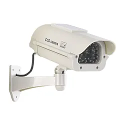 Waterproof Dummy Security Camera with Red Flashing LED for Home and Office Surveillance (Grey)