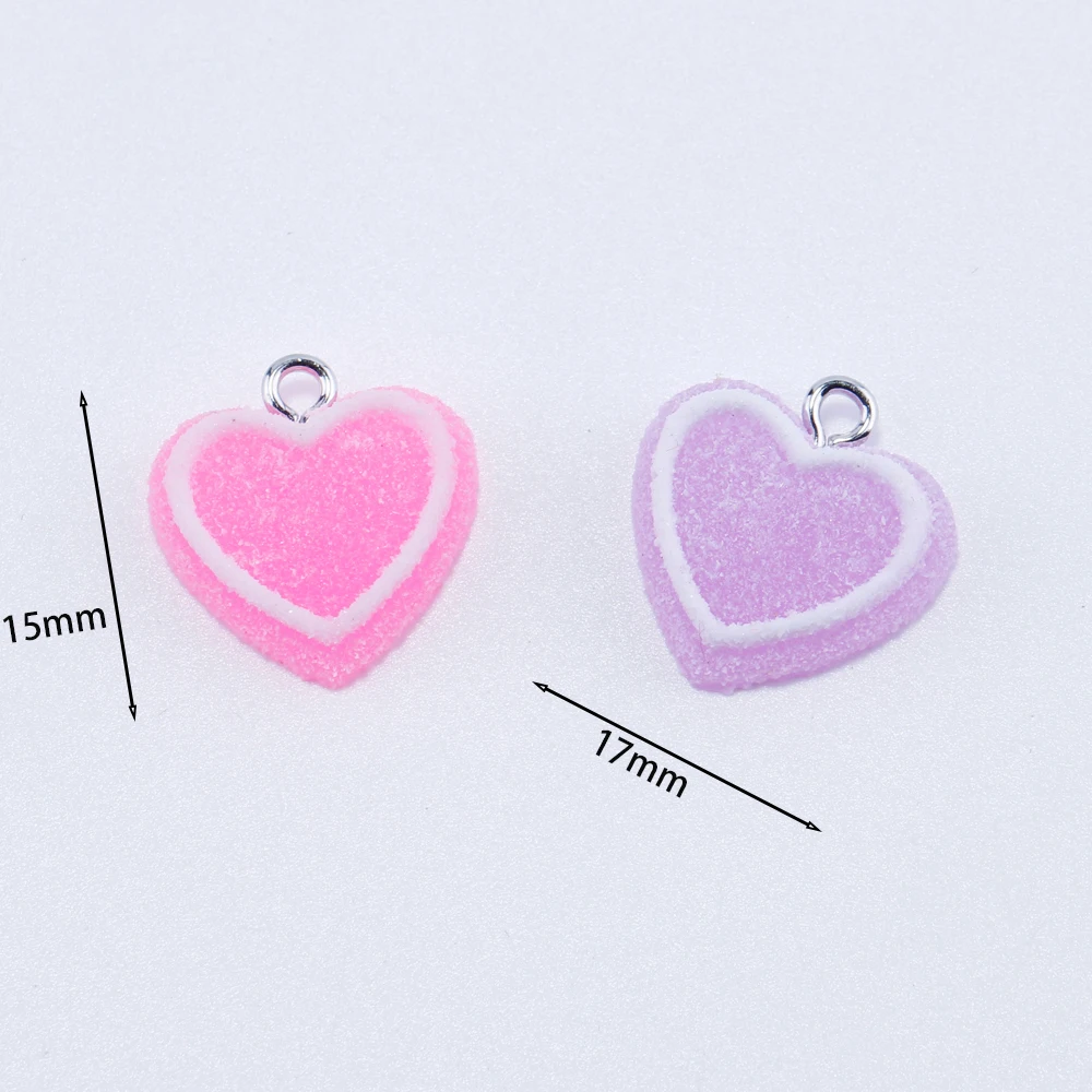 10pcs Heart Shape Soft Candy Charms Cute Kawaii Resin Pendant for Earrings Bracelets Jewelry Making Supplies Diy Accessories