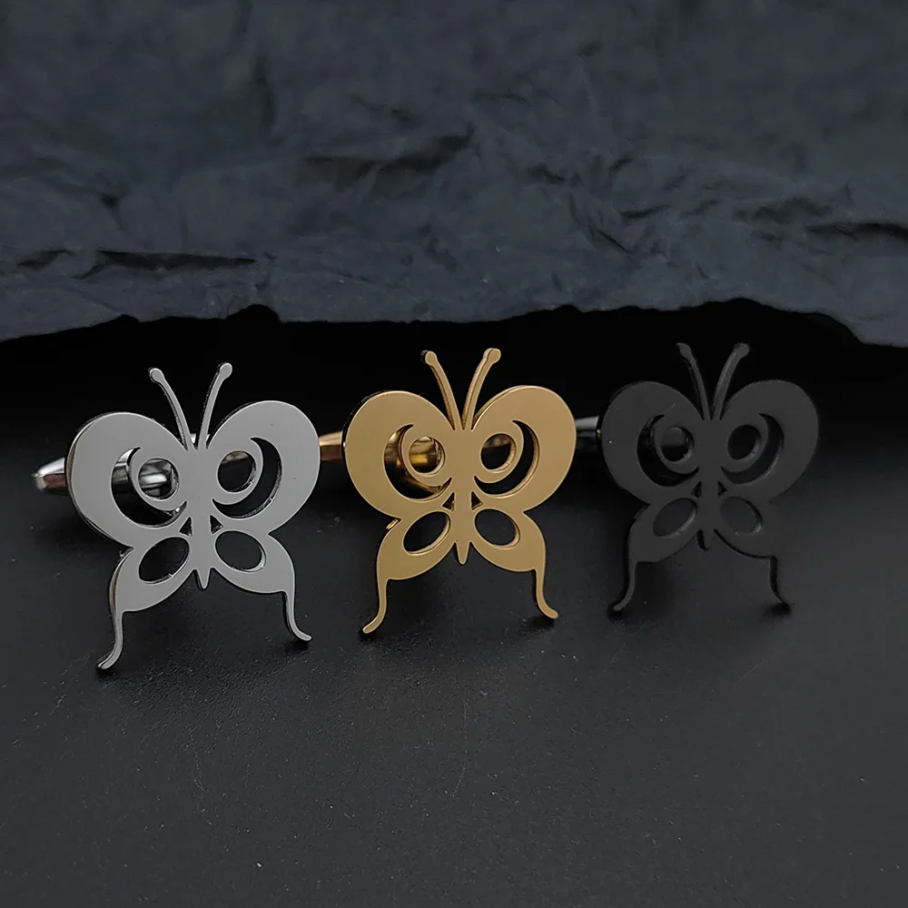

Очаровательные симметричные запонки в виде бабочек и насекомых мужские запонки из нержавеющей стали неоготический стиль ювелирные изделия Аксессуары для бойфренда