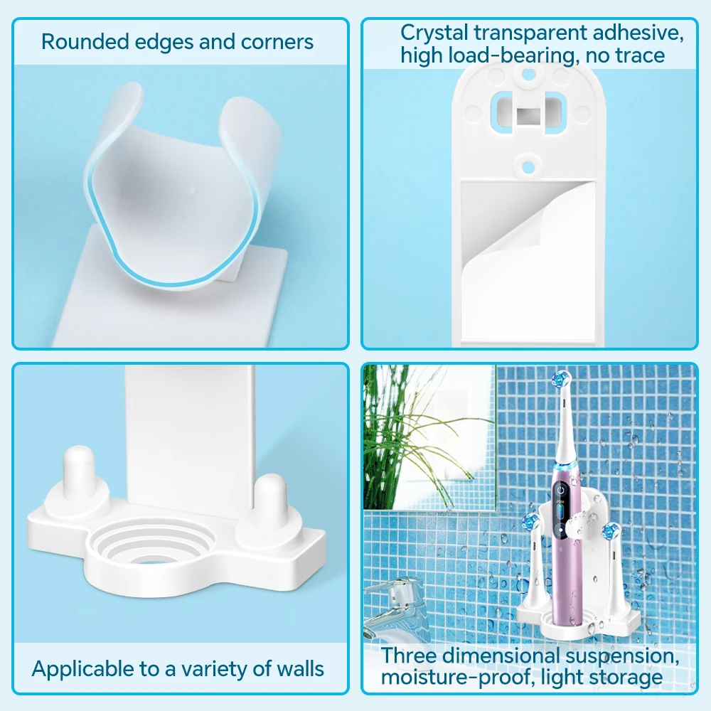 4x 교체용 브러시 헤드 및 칫솔 홀더 스탠드는 Oral B iO 시리즈 2/3/4/5/6/7/8/9/10 전동 칫솔과 호환됩니다.