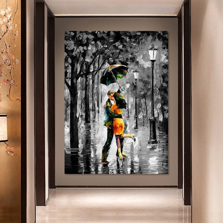 

Ночная уличная сцена Декор бара пар танцы Холст плакат искусство чистая ручная работа абстрактная Большая картина маслом настенное искусство Эстетическая комната