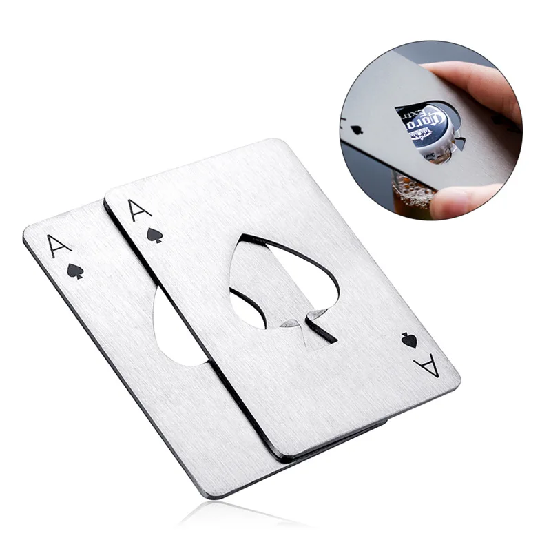 Playing Cards Poker Set 1Pcs Portable Stainless Steel Poker Bottle Opener