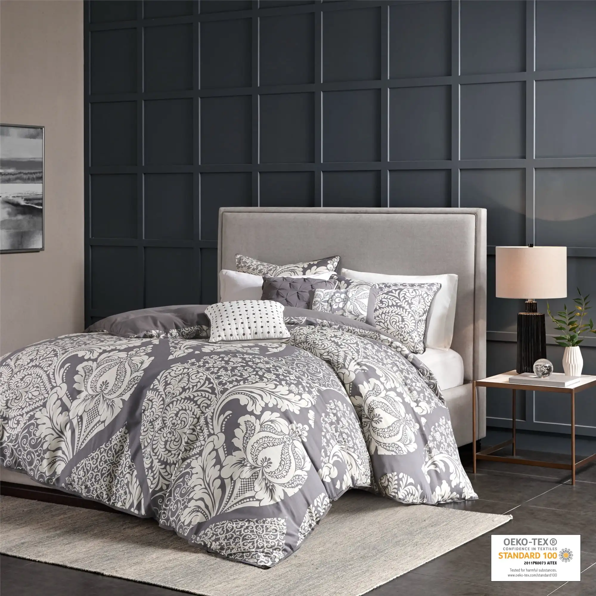 

Home Essence Adela 6PC Cotton Sateen Printed Duvet Cover Bedding Set