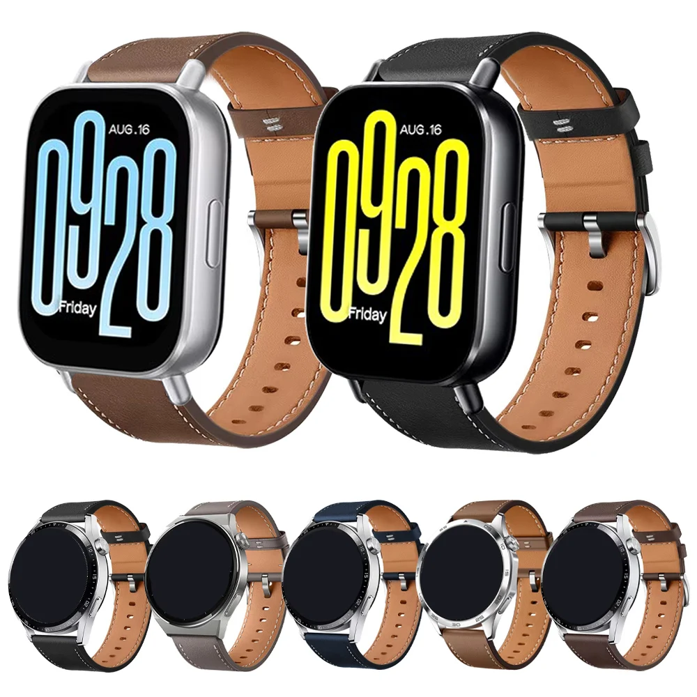 Premium Leather Strap 22mm for Sport Smartwatch - Elegant Band for All Occasions