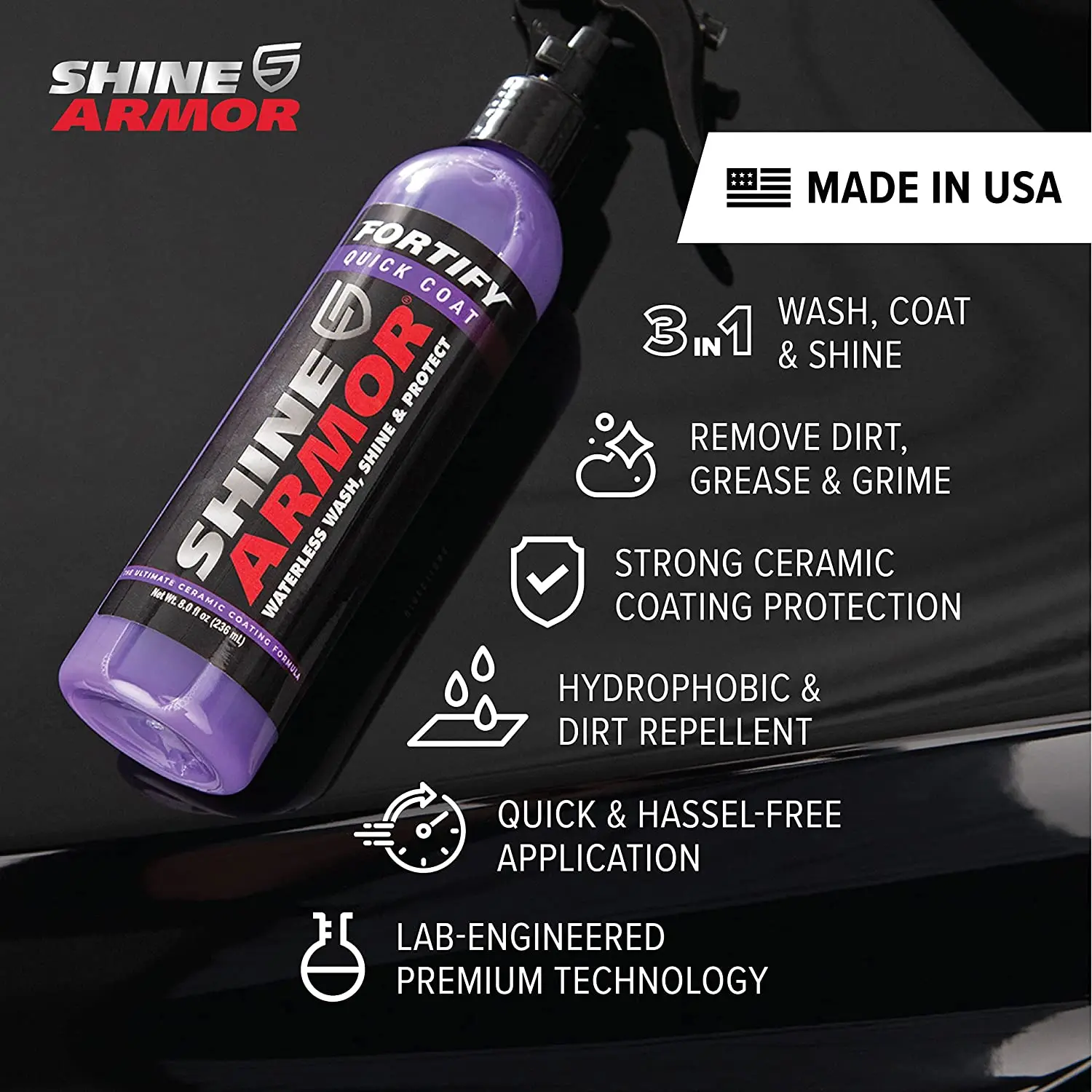 Original SHINE ARMOR Fortify Quick Coat & Car Interior Cleaner, Ceramic  Coating & All Purpose Car Interior Cleaner - AliExpress