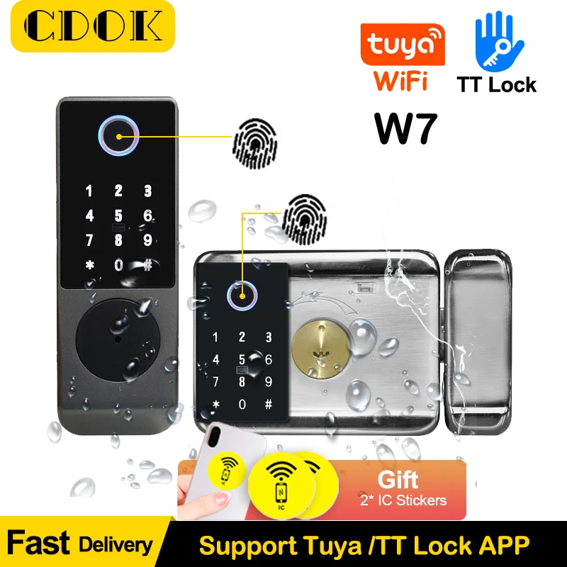CDOKW7StainlesssteelDoubleFingerprintLockTTLockTuyaSmartDoor