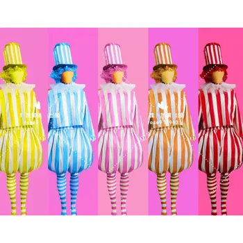 Costume cosplay da clown Giochi di ruolo Tour di squadra Abiti da spettacolo Festa di carnevale Parco divertimenti Rave Outfit Ballerino Abbigliamento da palcoscenico