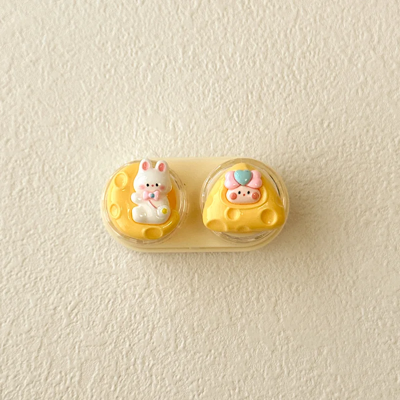 DUOXIU 1 New Contact Lens Inserter Remover Wearing Tool Contact Lenses with Tweezers Suction Stick Cute Cartoon Animal Case Box contact lenses tools
