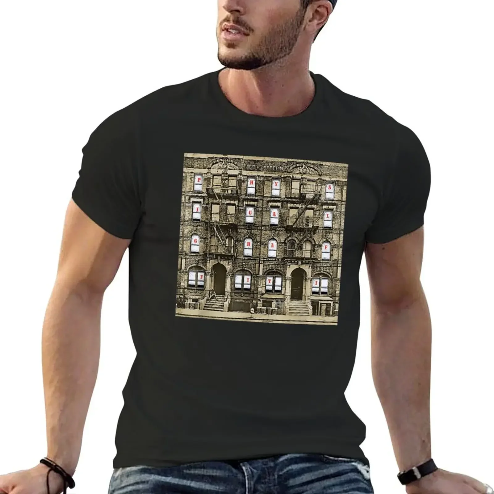 Retro Music Graphic Physical Vintage Graffiti Funny Zepelin Art Style T-Shirt Blanks Magliette Alte Da Uomo