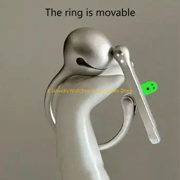 Alternative view of 31KD Trendy Muyu Designs Rings Sturdy Alloy Crafted Adjustable Size Fits All Stylish Men and Women Daily Use Casual Wear