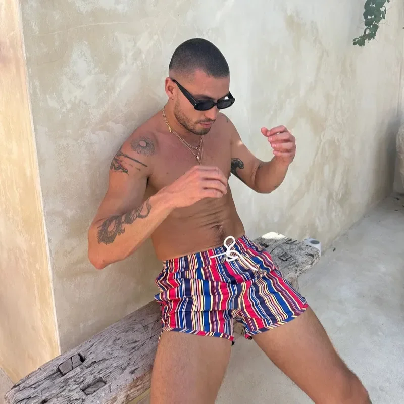 Quick Dry Polyester Woven Full Print Single Layer Beach Shorts Men's Casual Sporty Boarding Pants Comfortable Breathable Summer