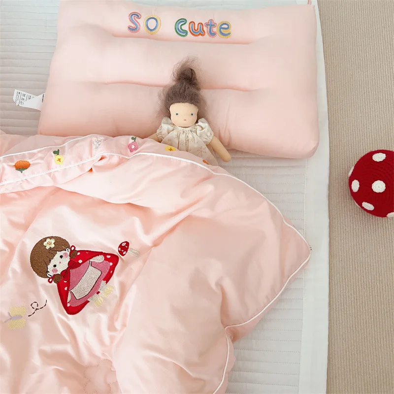 Grade A Pure Cotton Brushed Thick Pink Three-Dimensional Edge Bread Quilt Autumn And Winter Warm Soybean Quilt Children's Single