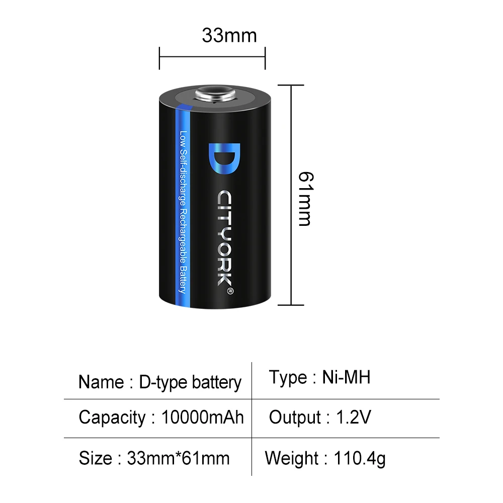 NIMH D Size Rechargeable Battery R20 Battery 10000mAh High