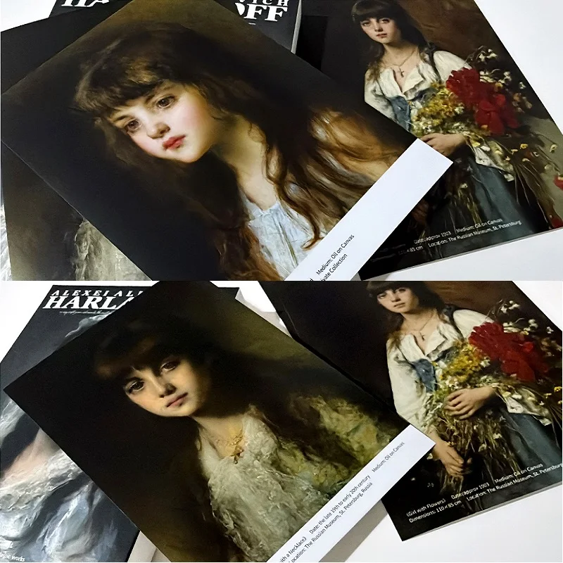 30PCS Alexei Harlamoff 유화 엽서 세트 - 러시아 예술 초상화 인사말 카드 클래식 아트워크 메시지 카드