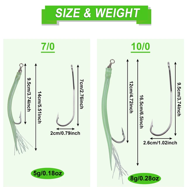 14/28/38PCS Eel Fishing hooks Striped Bass Lures Long shank