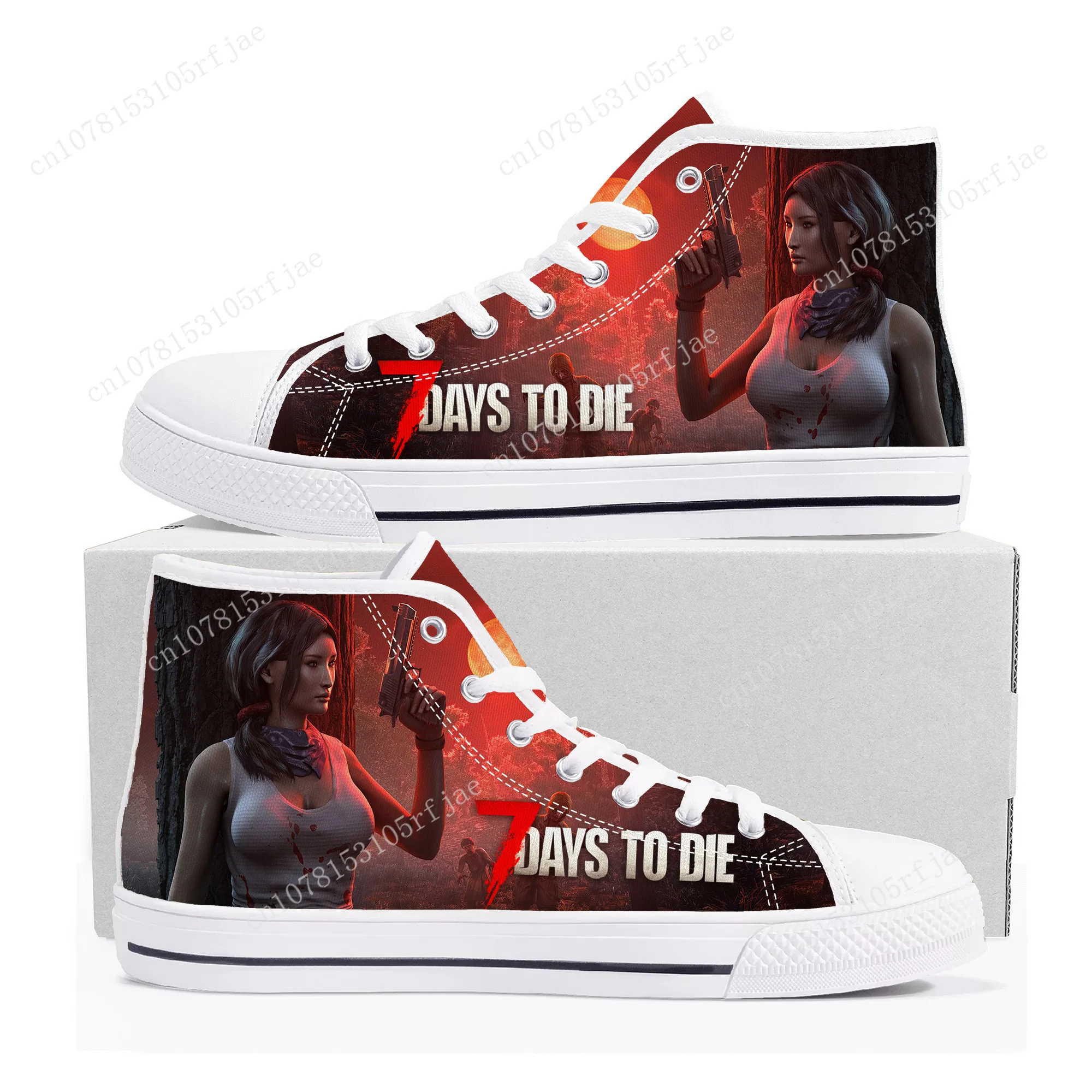 Cartoon Game 7 Days To Die High Top Sneakers Mens Womens Teenager High Quality Canvas Shoes Casual Fashion Tailor Made Sneaker