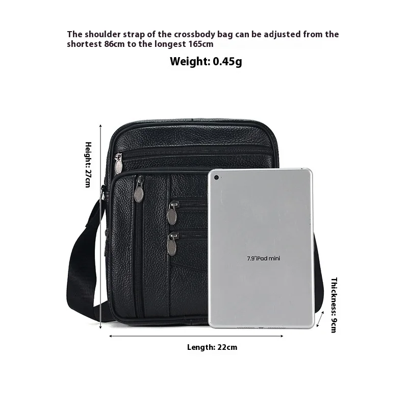 Vintage Leather Men's Crossbody Bag Large Capacity Single Shoulder Bag