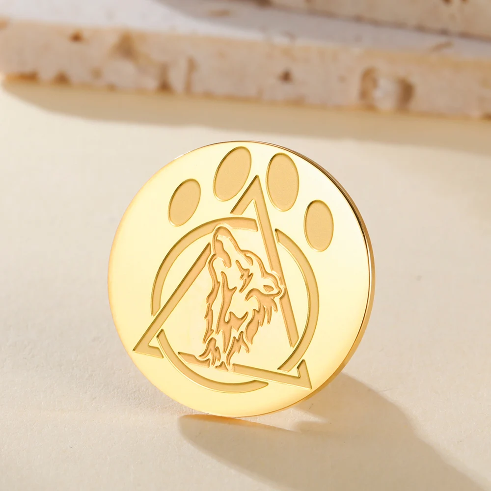 Dawapara Vintage Therian Symbol Brosche Tier Wolf Totem Tier und Natur Spirituelles Amulett Edelstahl Anstecknadeln – Detail 14
