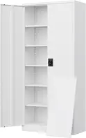 Yizosh Metal Garage Storage Tool Cabinet with Lock 71" Locking 2 Doors 5 Shelves Tall Steel Garage Heavy Duty File (White) 2