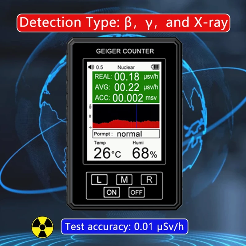 New Nuclear Radiation Detector Geiger Counter X γ βrays Detecting Tool Real Time Mean