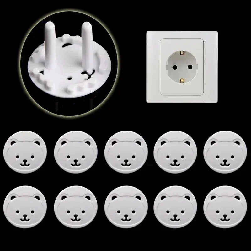 5 Pack Cute Bear Power Socket Cover Plug Protector Children Baby Safety Protector Anti-Electric Shock Plug Cover