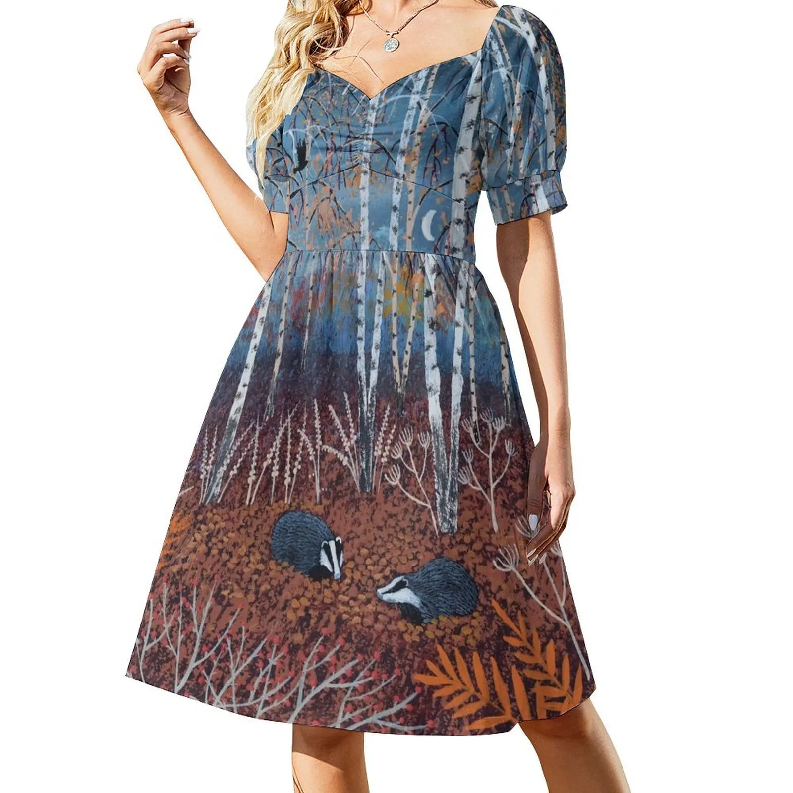 thumbnail image 1 of Vestido de manga corta The Badgers of Autumn Wood Ropa femenina vestidos de noche de lujo para mujer Vestido, 1 of 7