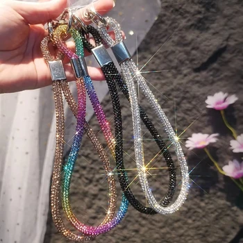 INS Glitter Phone Lanyard Phone Crystal Wrist Straps Keychain Anti-lost Rope For iPhone 16 Samsung Universal Bling Hanging Cord 1