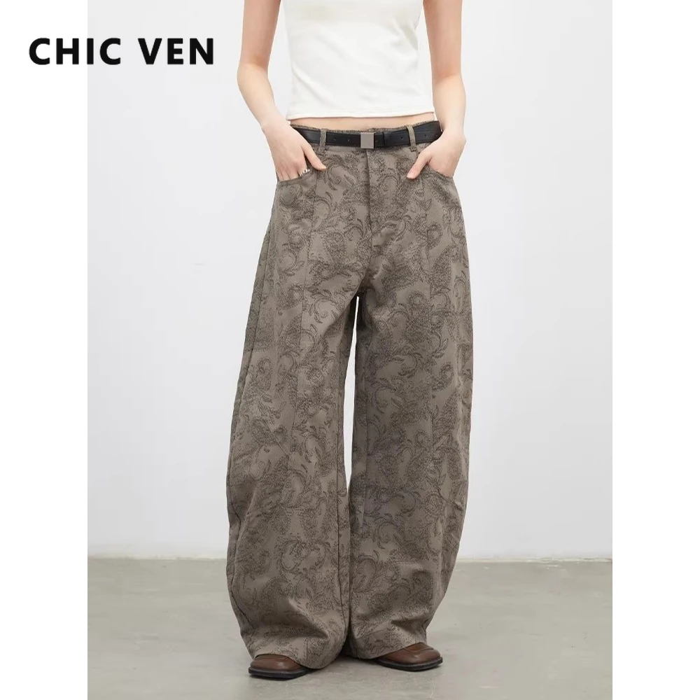 CHIC VEN 새로운 여성 청바지 루즈핏 캐주얼 하이웨이스트 와이드 레그 ..