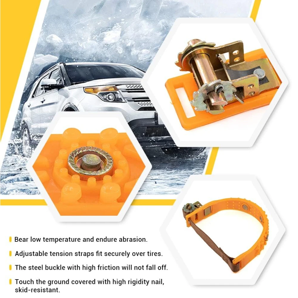 Tire Chains 10pcs Universal Car Snow Chains TPU Wheel Security Chains Adjustable Snow Tire Portable Emergency Traction Mud Chain
